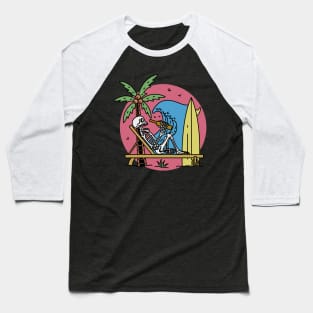 Skull Surf Beach Baseball T-Shirt